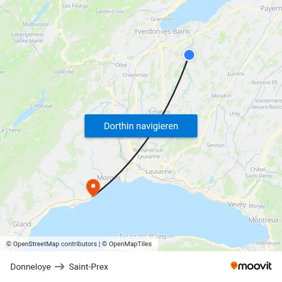 Donneloye to Saint-Prex map