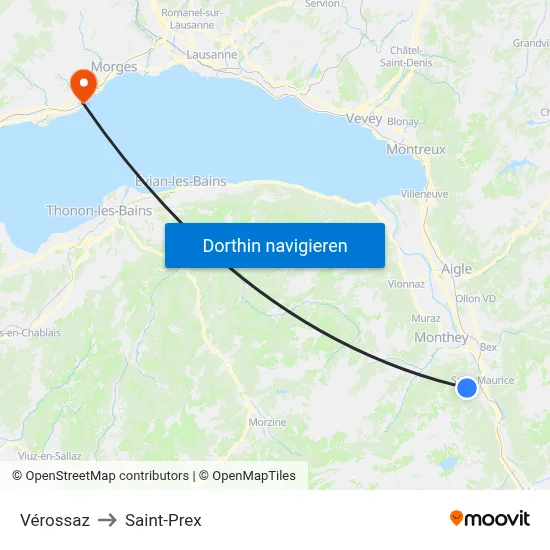 Vérossaz to Saint-Prex map