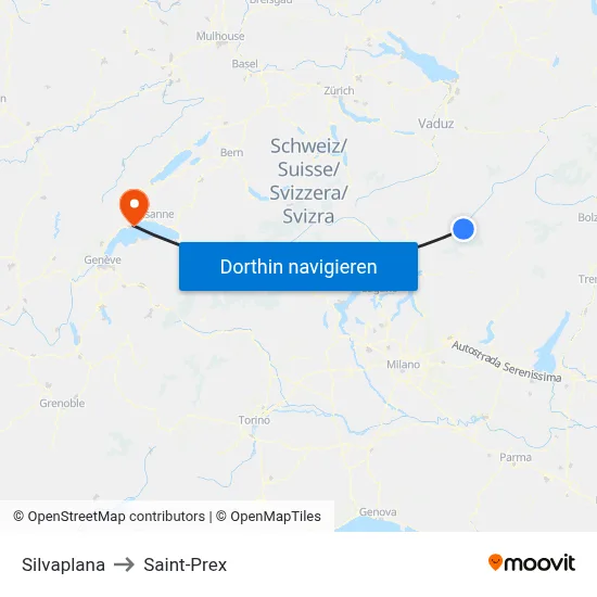 Silvaplana to Saint-Prex map