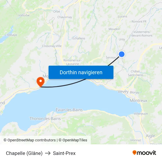 Chapelle (Glâne) to Saint-Prex map