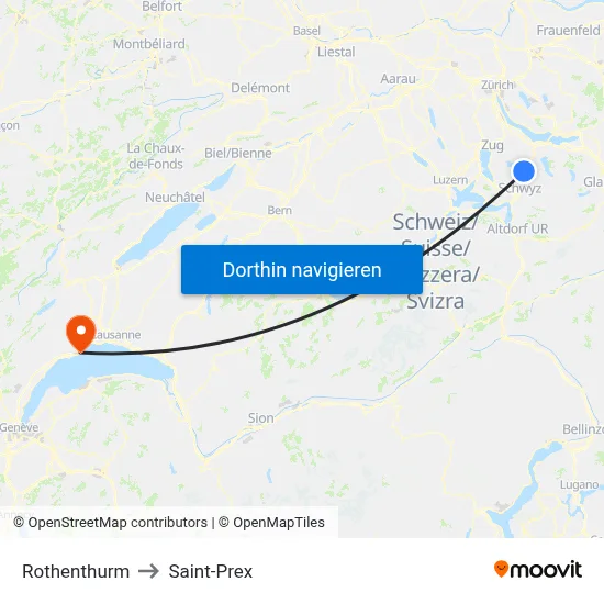 Rothenthurm to Saint-Prex map
