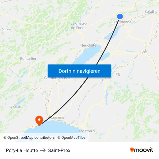 Péry-La Heutte to Saint-Prex map