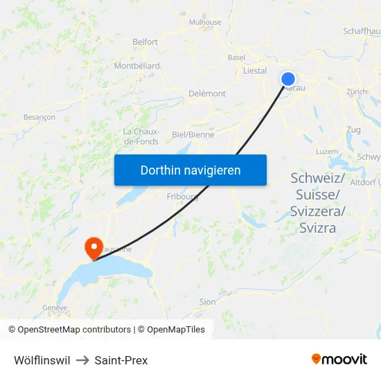 Wölflinswil to Saint-Prex map