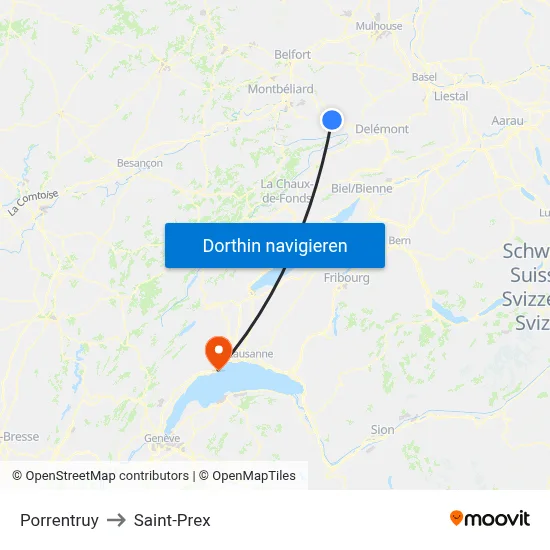 Porrentruy to Saint-Prex map