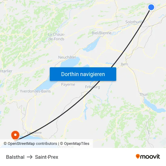 Balsthal to Saint-Prex map