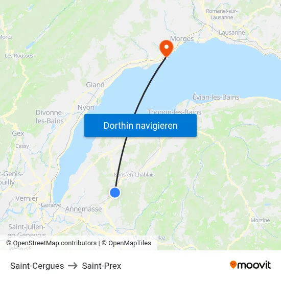Saint-Cergues to Saint-Prex map