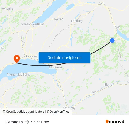 Diemtigen to Saint-Prex map