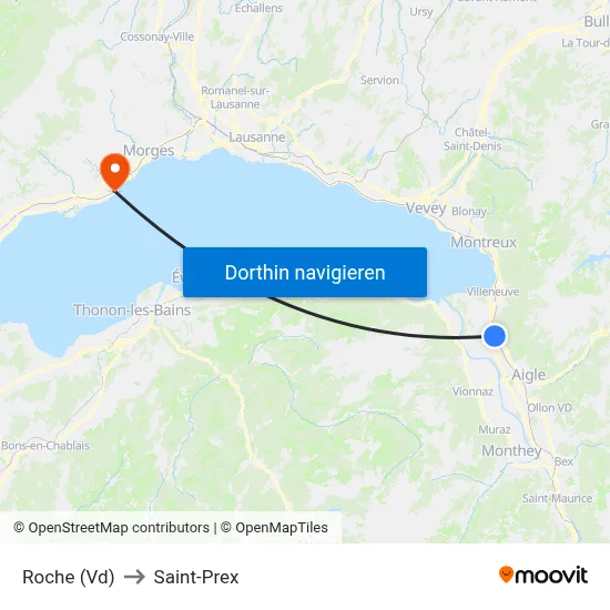 Roche (Vd) to Saint-Prex map