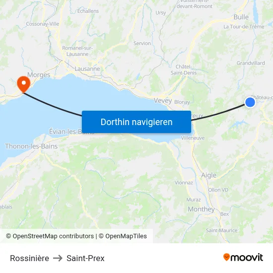 Rossinière to Saint-Prex map