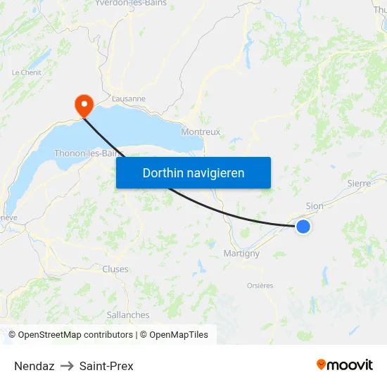 Nendaz to Saint-Prex map