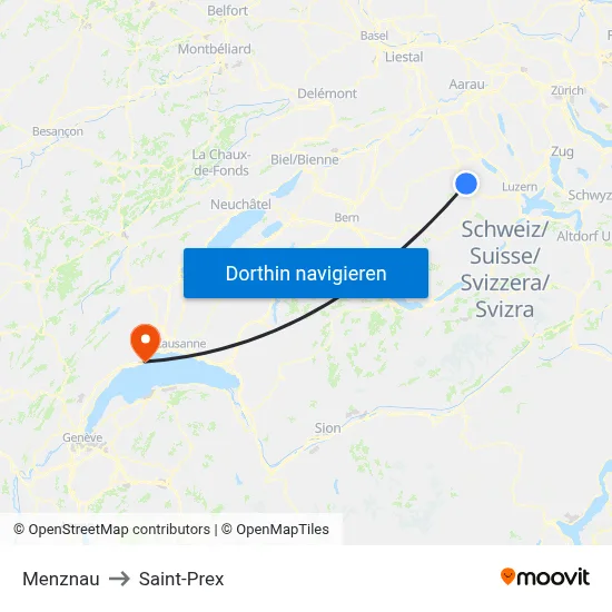 Menznau to Saint-Prex map