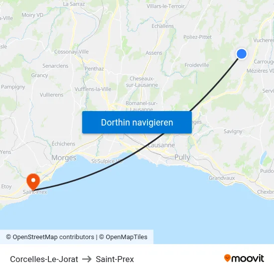Corcelles-Le-Jorat to Saint-Prex map