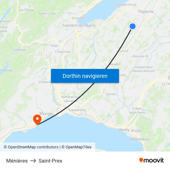 Ménières to Saint-Prex map