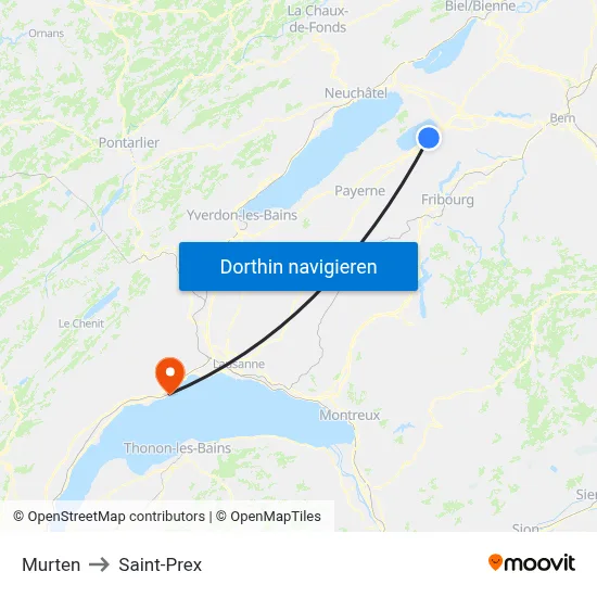 Murten to Saint-Prex map