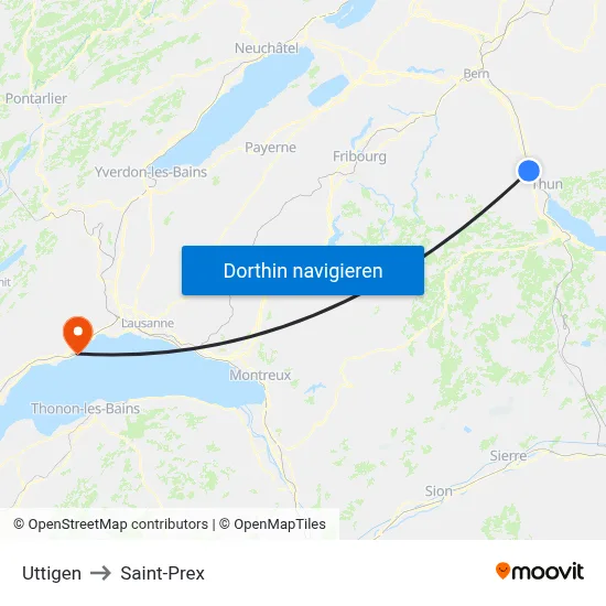 Uttigen to Saint-Prex map