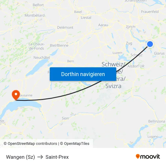Wangen (Sz) to Saint-Prex map