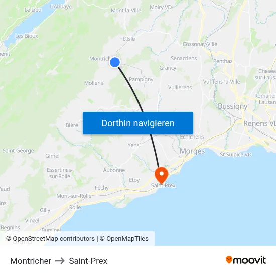 Montricher to Saint-Prex map