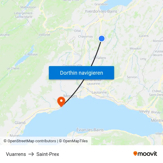 Vuarrens to Saint-Prex map