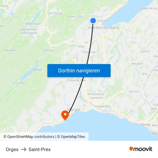 Orges to Saint-Prex map