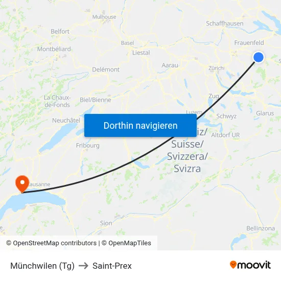 Münchwilen (Tg) to Saint-Prex map