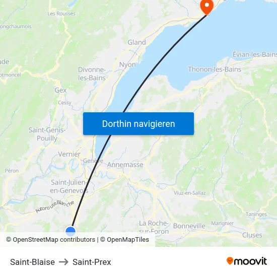 Saint-Blaise to Saint-Prex map