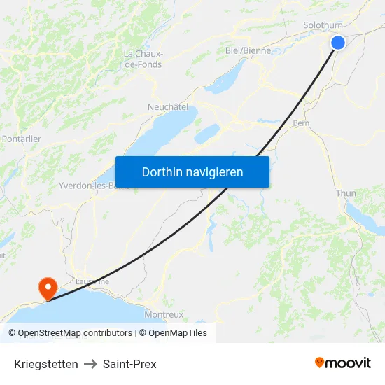 Kriegstetten to Saint-Prex map