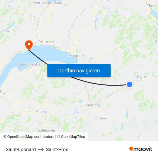 Saint-Léonard to Saint-Prex map