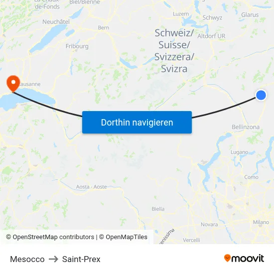 Mesocco to Saint-Prex map
