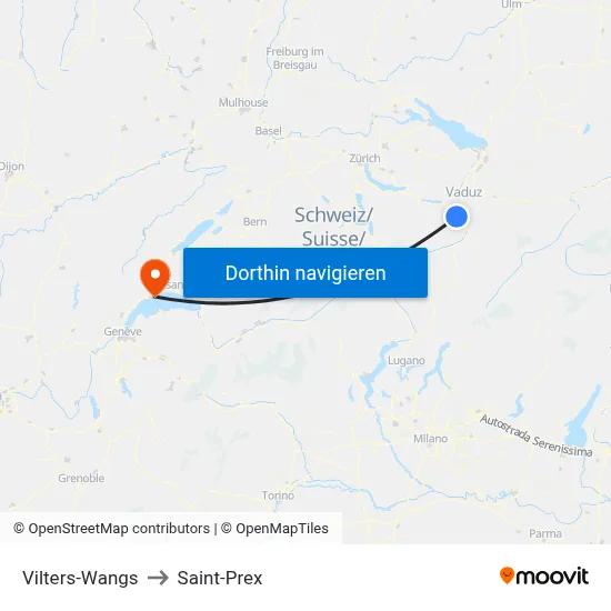 Vilters-Wangs to Saint-Prex map