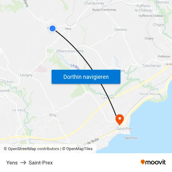 Yens to Saint-Prex map