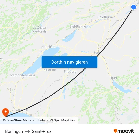 Boningen to Saint-Prex map