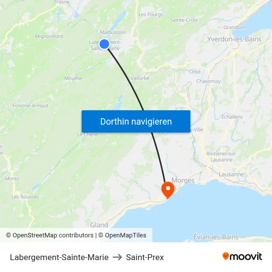 Labergement-Sainte-Marie to Saint-Prex map