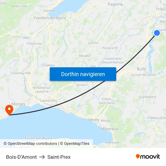 Bois-D’Amont to Saint-Prex map