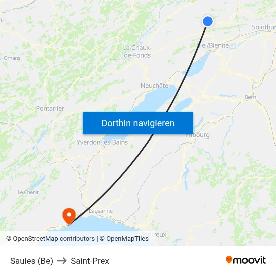 Saules (Be) to Saint-Prex map