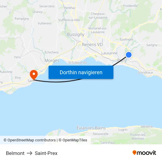 Belmont to Saint-Prex map