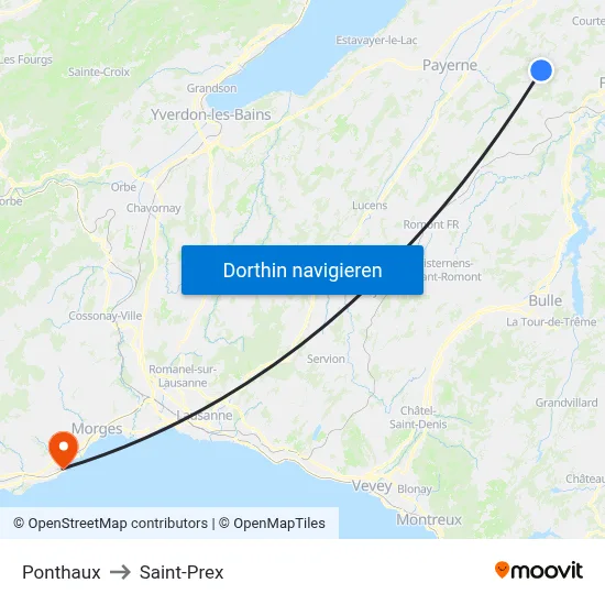 Ponthaux to Saint-Prex map
