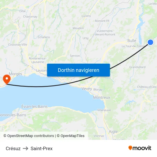 Crésuz to Saint-Prex map