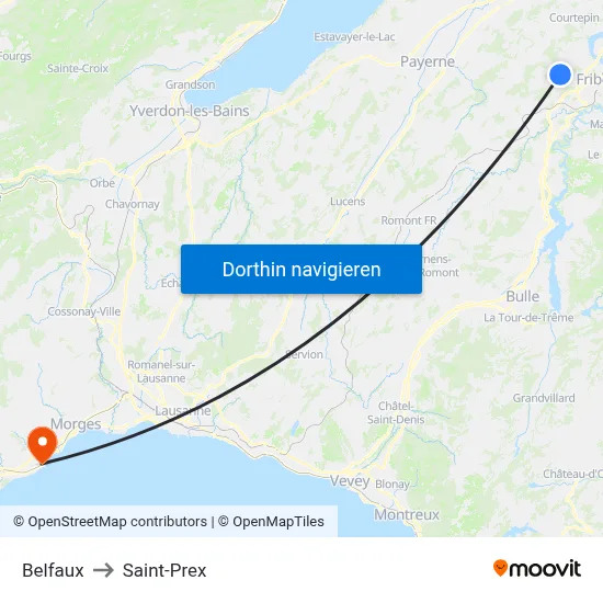 Belfaux to Saint-Prex map