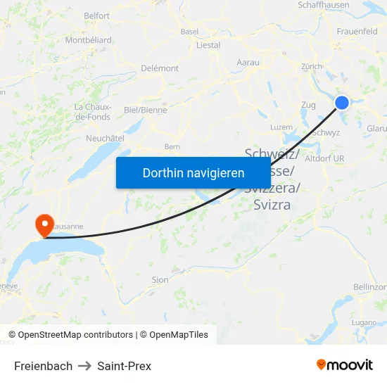 Freienbach to Saint-Prex map