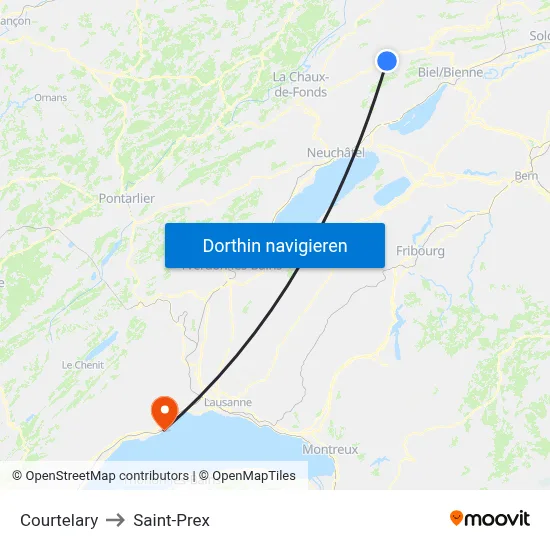 Courtelary to Saint-Prex map