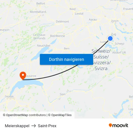 Meierskappel to Saint-Prex map
