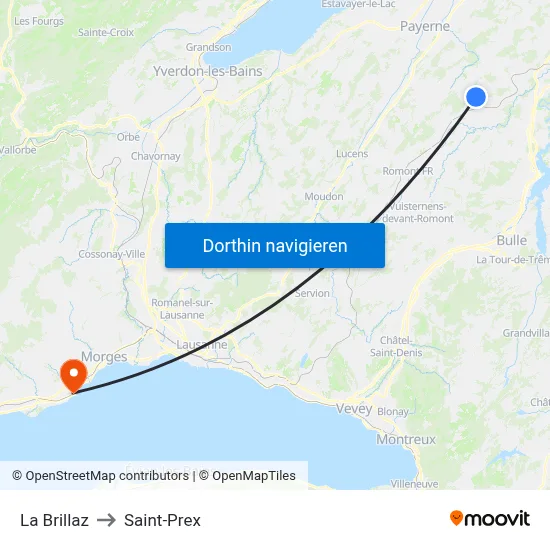 La Brillaz to Saint-Prex map