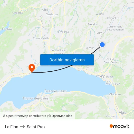 Le Flon to Saint-Prex map