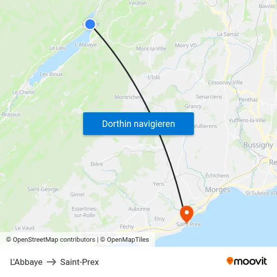 L'Abbaye to Saint-Prex map