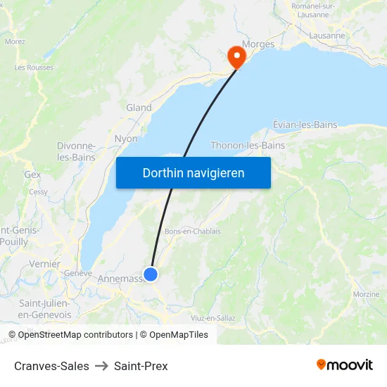 Cranves-Sales to Saint-Prex map