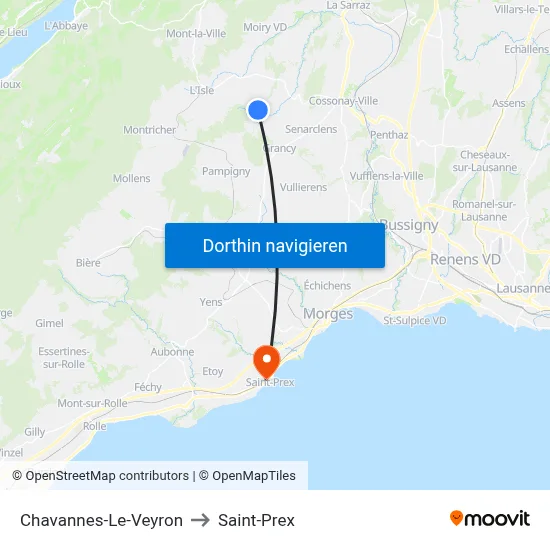 Chavannes-Le-Veyron to Saint-Prex map