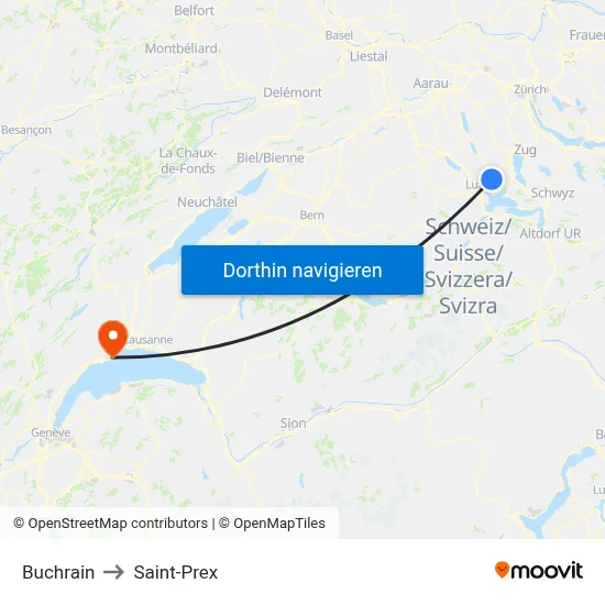 Buchrain to Saint-Prex map