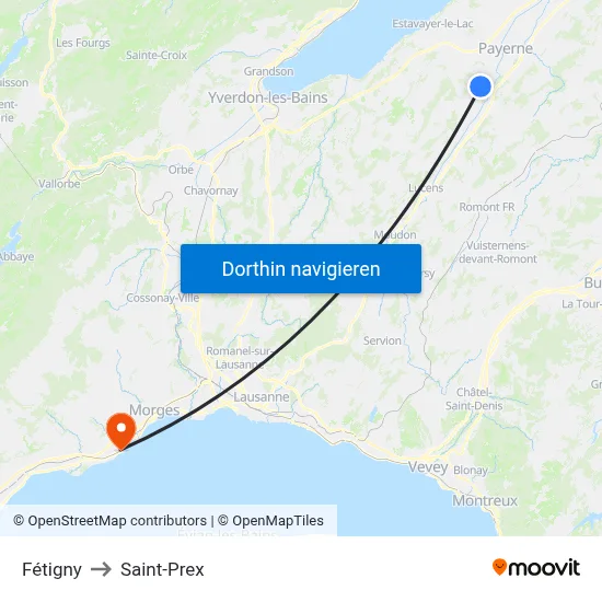 Fétigny to Saint-Prex map