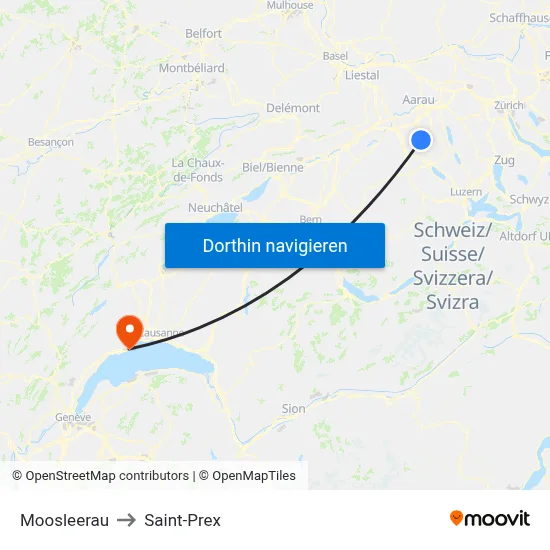 Moosleerau to Saint-Prex map