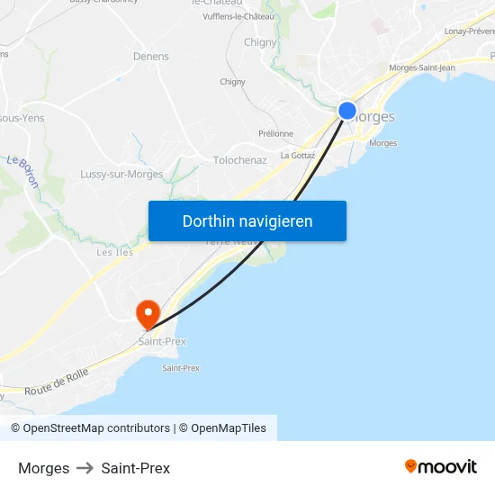Morges to Saint-Prex map